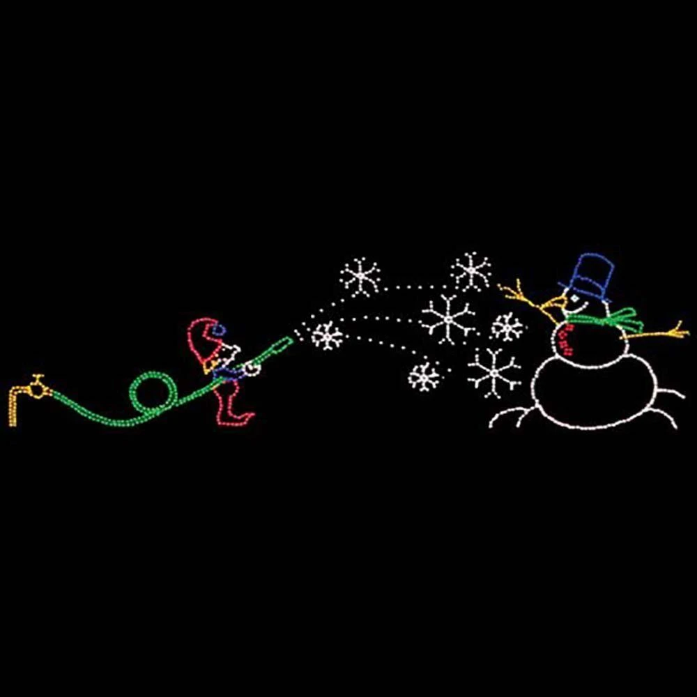 15' X 53' Animated Elf Making Snowman, LED 3 15' X 53' Animated Elf Making Snowman, LED