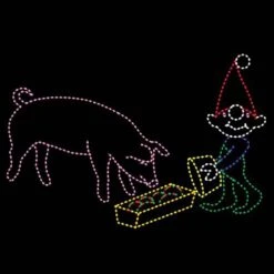 13' X 19' Elf Feeding Pig, LED