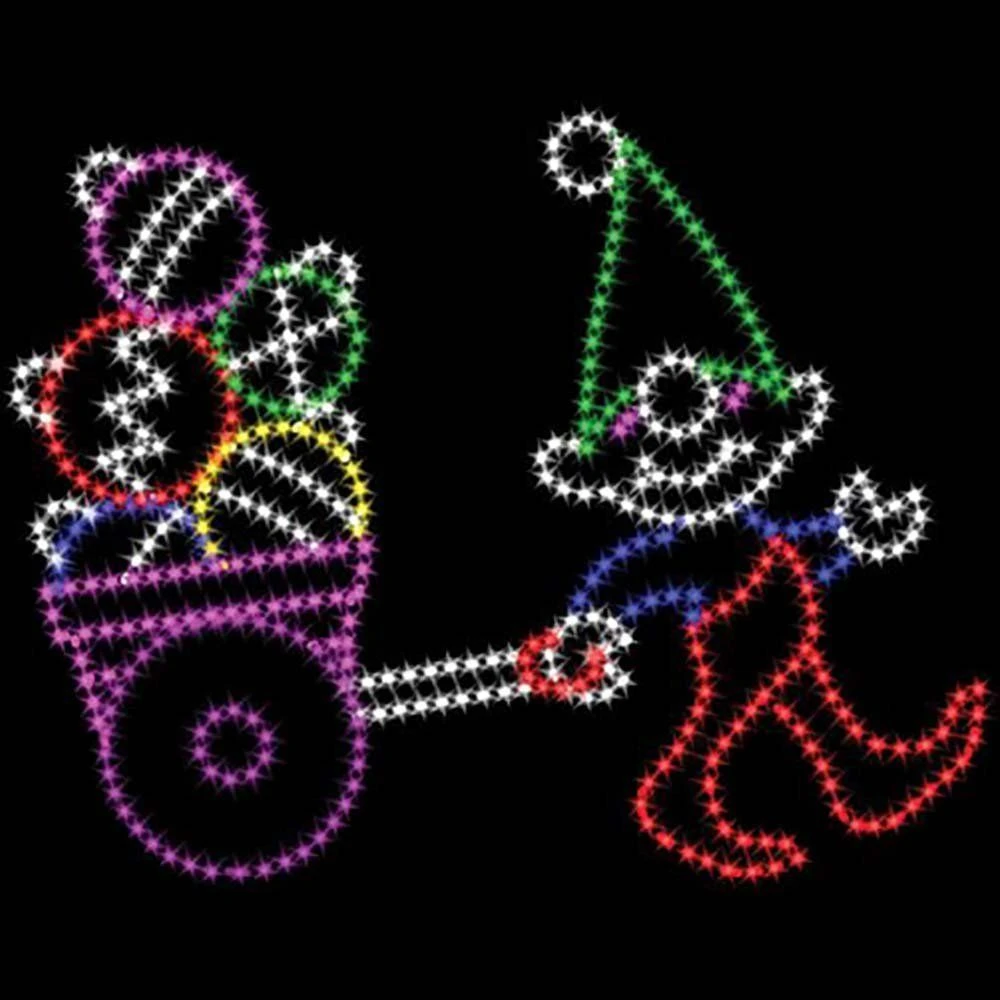 9' Elf Pulling Ornaments, LED 3 9' Elf Pulling Ornaments, LED