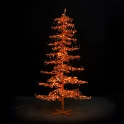 9' Ice Sculpture Christmas Tree - Amber/Orange