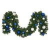 Decorated 9' X 14" Garland Unlit, Blue And Silver