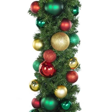 Decorated - 9' X 14" Oregon Fir Garland - Unlit - DELUXE Colors Of The Holiday 4 Decorated - 9' X 14" Oregon Fir Garland - Unlit - DELUXE Colors Of The Holiday - Image 2