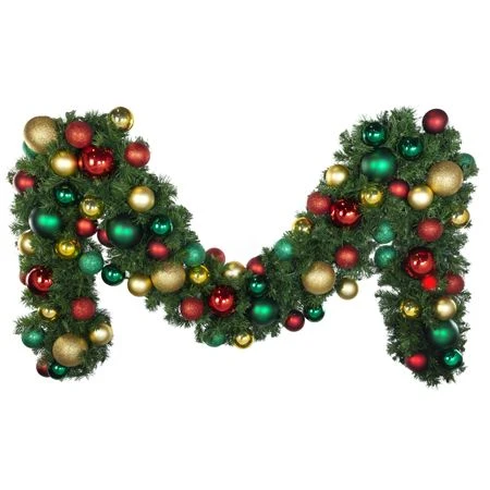 Decorated - 9' X 14" Oregon Fir Garland - Unlit - DELUXE Colors Of The Holiday 3 Decorated - 9' X 14" Oregon Fir Garland - Unlit - DELUXE Colors Of The Holiday