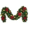 Decorated 9' X 14" Garland Unlit, Elegant Poinsettia -Christmas Decoration Store dg 914 ep b
