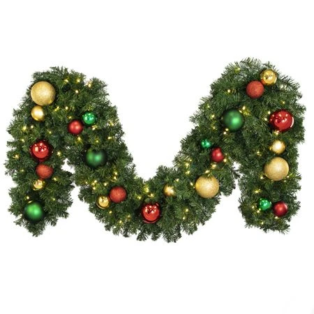 Decorated 9' X 14" Garland Lit, Colors Of The Holiday 3 Decorated 9' X 14" Garland Lit, Colors Of The Holiday