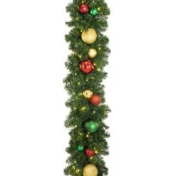 Decorated 9' X 14" Garland Lit, Colors Of The Holiday 10 Decorated 9' X 14" Garland Lit, Colors Of The Holiday -Christmas Decoration Store dg 914 led coth d