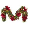 Decorated - 9' X 14" Oregon Fir Garland - LED - DELUXE Royal Poinsettia -Christmas Decoration Store dg 914 led del rgd ep