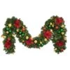 Decorated 9' X 14" Garland Lit, Elegant Poinsettia 1 Decorated 9' X 14" Garland Lit, Elegant Poinsettia -Christmas Decoration Store dg 914 led ep b