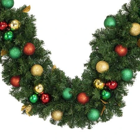 Decorated 9' X 14" Garland Unlit, Traditional 4 Decorated 9' X 14" Garland Unlit, Traditional - Image 2