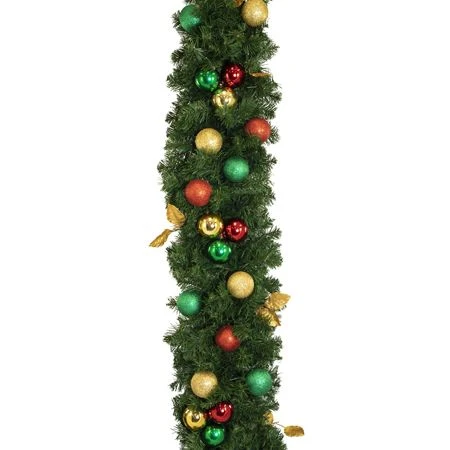 Decorated 9' X 14" Garland Unlit, Traditional 6 Decorated 9' X 14" Garland Unlit, Traditional - Image 4