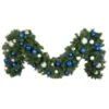 Decorated 9' X 18" Garland Unlit, Blue And Silver -Christmas Decoration Store dg 918 bs b