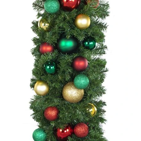 Decorated - 9' X 18" Oregon Fir Garland - Unlit - DELUXE Colors Of The Holiday 4 Decorated - 9' X 18" Oregon Fir Garland - Unlit - DELUXE Colors Of The Holiday - Image 2
