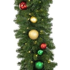 Decorated 9' X 18" Garland Lit, Colors Of The Holiday 9 Decorated 9' X 18" Garland Lit, Colors Of The Holiday -Christmas Decoration Store dg 918 led coth c