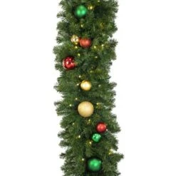 Decorated 9' X 18" Garland Lit, Colors Of The Holiday 10 Decorated 9' X 18" Garland Lit, Colors Of The Holiday -Christmas Decoration Store dg 918 led coth d