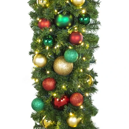 Decorated - 9' X 18" Oregon Fir Garland - LED - DELUXE Colors Of The Holiday 4 Decorated - 9' X 18" Oregon Fir Garland - LED - DELUXE Colors Of The Holiday - Image 2