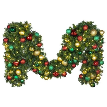 Decorated - 9' X 18" Oregon Fir Garland - LED - DELUXE Colors Of The Holiday 3 Decorated - 9' X 18" Oregon Fir Garland - LED - DELUXE Colors Of The Holiday