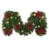 Decorated 9' X 18" Garland Lit, Elegant Poinsettia -Christmas Decoration Store dg 918 led ep b