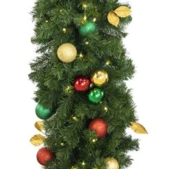 Decorated 9' X 18" Garland Lit, Traditional 9 Decorated 9' X 18" Garland Lit, Traditional -Christmas Decoration Store dg 918 led t c
