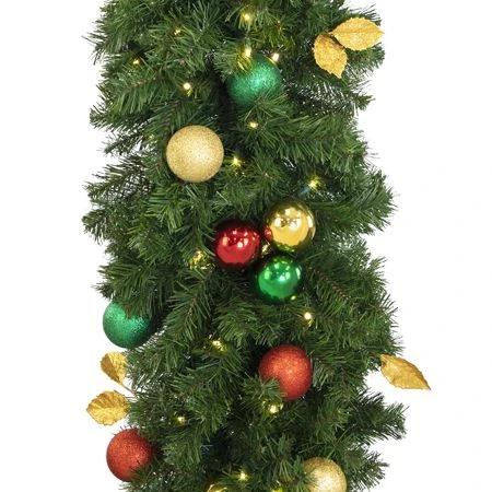 Decorated 9' X 18" Garland Lit, Traditional 5 Decorated 9' X 18" Garland Lit, Traditional - Image 3
