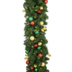 Decorated 9' X 18" Garland Lit, Traditional 10 Decorated 9' X 18" Garland Lit, Traditional -Christmas Decoration Store dg 918 led t d