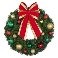 30" Unlit Decorated Wreath - Colors Of The Holidays - Bow Option Available -Christmas Decoration Store dw 30 coth b vb 12 rgt1