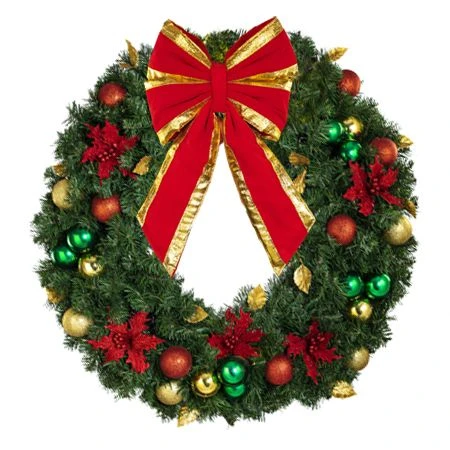 36" Unlit Decorated Wreath - Elegant Poinsettia - Bow Option Available 4 36" Unlit Decorated Wreath - Elegant Poinsettia - Bow Option Available - Image 2