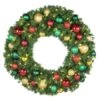 36" Lit LED Warm White Decorated Wreath - DELUXE Colors Of The Holidays - Bow Option Available -Christmas Decoration Store dw 36 led del coth 1