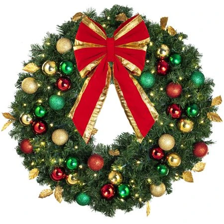 36" Lit LED Warm White Decorated Wreath - Traditional Décor - Bow Option Available 4 36" Lit LED Warm White Decorated Wreath - Traditional Décor - Bow Option Available - Image 2