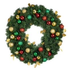 36" Unlit Decorated Wreath - Traditional Décor - Bow Option Available