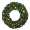 48" Lit LED Warm White Decorated Wreath - Colors Of The Holidays - Bow Option Available -Christmas Decoration Store dw 48 led coth