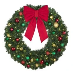 48" Lit LED Warm White Decorated Wreath - Colors Of The Holidays - Bow Option Available 9 48" Lit LED Warm White Decorated Wreath - Colors Of The Holidays - Bow Option Available -Christmas Decoration Store dw 48 led coth b vb 18 r