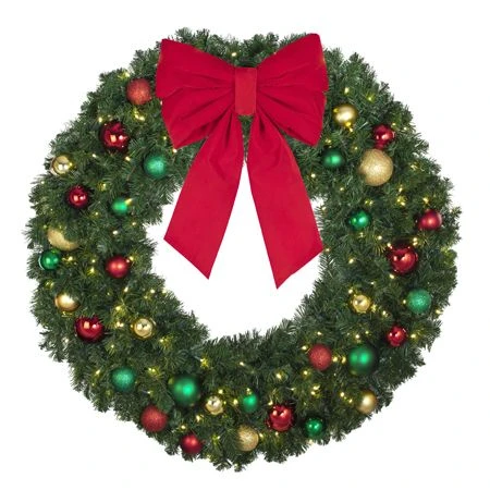 48" Lit LED Warm White Decorated Wreath - Colors Of The Holidays - Bow Option Available 6 48" Lit LED Warm White Decorated Wreath - Colors Of The Holidays - Bow Option Available - Image 4