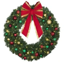 48" Lit LED Warm White Decorated Wreath - Colors Of The Holidays - Bow Option Available 8 48" Lit LED Warm White Decorated Wreath - Colors Of The Holidays - Bow Option Available -Christmas Decoration Store dw 48 led coth b vb 18 rgt