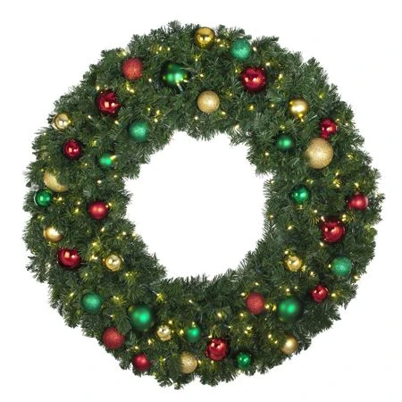 48" Lit LED Warm White Decorated Wreath - Colors Of The Holidays - Bow Option Available 3 48" Lit LED Warm White Decorated Wreath - Colors Of The Holidays - Bow Option Available