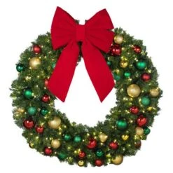 48" LED Warm White Decorated Wreath - DELUXE Colors Of The Holidays - Bow Option Available 8 48" LED Warm White Decorated Wreath - DELUXE Colors Of The Holidays - Bow Option Available -Christmas Decoration Store dw 48 led del coth b vb 18 r