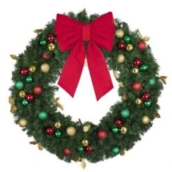48" Unlit Decorated Wreath - Traditional Décor - Bow Option Available -Christmas Decoration Store dw 48 t b vb 18 r