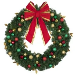48" Unlit Decorated Wreath - Traditional Décor - Bow Option Available -Christmas Decoration Store dw 48 t b vb 18 rgt