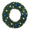 60" Unlit Decorated Wreath - Blue And Silver Décor - Bow Option Available