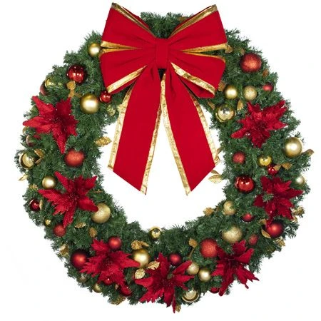 60" Unlit Decorated Wreath - DELUXE Royal Poinsettia - Bow Option Available 5 60" Unlit Decorated Wreath - DELUXE Royal Poinsettia - Bow Option Available - Image 3