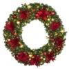 60" Lit LED Warm White Decorated Wreath - DELUXE Royal Poinsettia - Bow Option Available -Christmas Decoration Store dw 60 led del ep 1