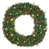 60" Lit LED Warm White Decorated Wreath - Traditional Décor - Bow Option Available -Christmas Decoration Store dw 60 led t