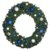 72" Unlit Decorated Wreath - Blue And Silver Décor - Bow Option Available 1 72" Unlit Decorated Wreath - Blue And Silver Décor - Bow Option Available -Christmas Decoration Store dw 72 bs 1