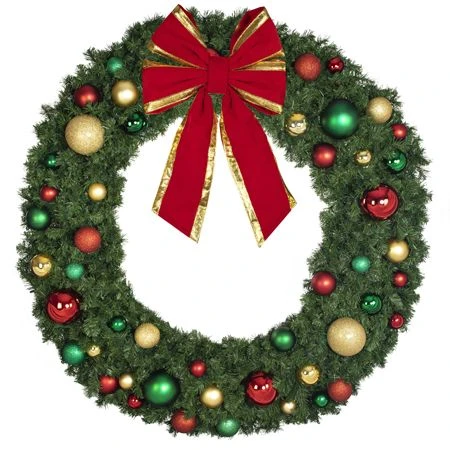 72" Unlit Decorated Wreath - Colors Of The Holidays - Bow Option Available 5 72" Unlit Decorated Wreath - Colors Of The Holidays - Bow Option Available - Image 3