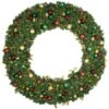 72" Lit LED Warm White Decorated Wreath - Traditional Décor - Bow Option Available -Christmas Decoration Store dw 72 led t