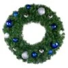 30" Unlit Decorated Wreath - Blue And Silver Décor - Bow Option Available -Christmas Decoration Store dw bs 30 1