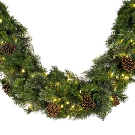 4 1/2' X 14" Mixed Pine Garland, Lit 3 4 1/2' X 14" Mixed Pine Garland, Lit