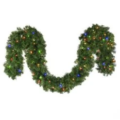 9' X14" Deluxe Oregon Fir Garland, Lit, Multi