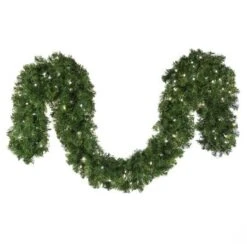 9' X 14" Deluxe Oregon Fir Garland, Lit, Pure White