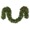 9' X14" Deluxe Oregon Fir Garland, Lit, Red -Christmas Decoration Store g 914 dofl r b