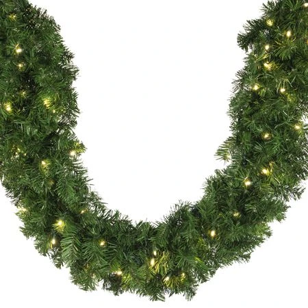 9' X14" Deluxe Oregon Fir Garland, Lit, Warm White 4 9' X14" Deluxe Oregon Fir Garland, Lit, Warm White - Image 2